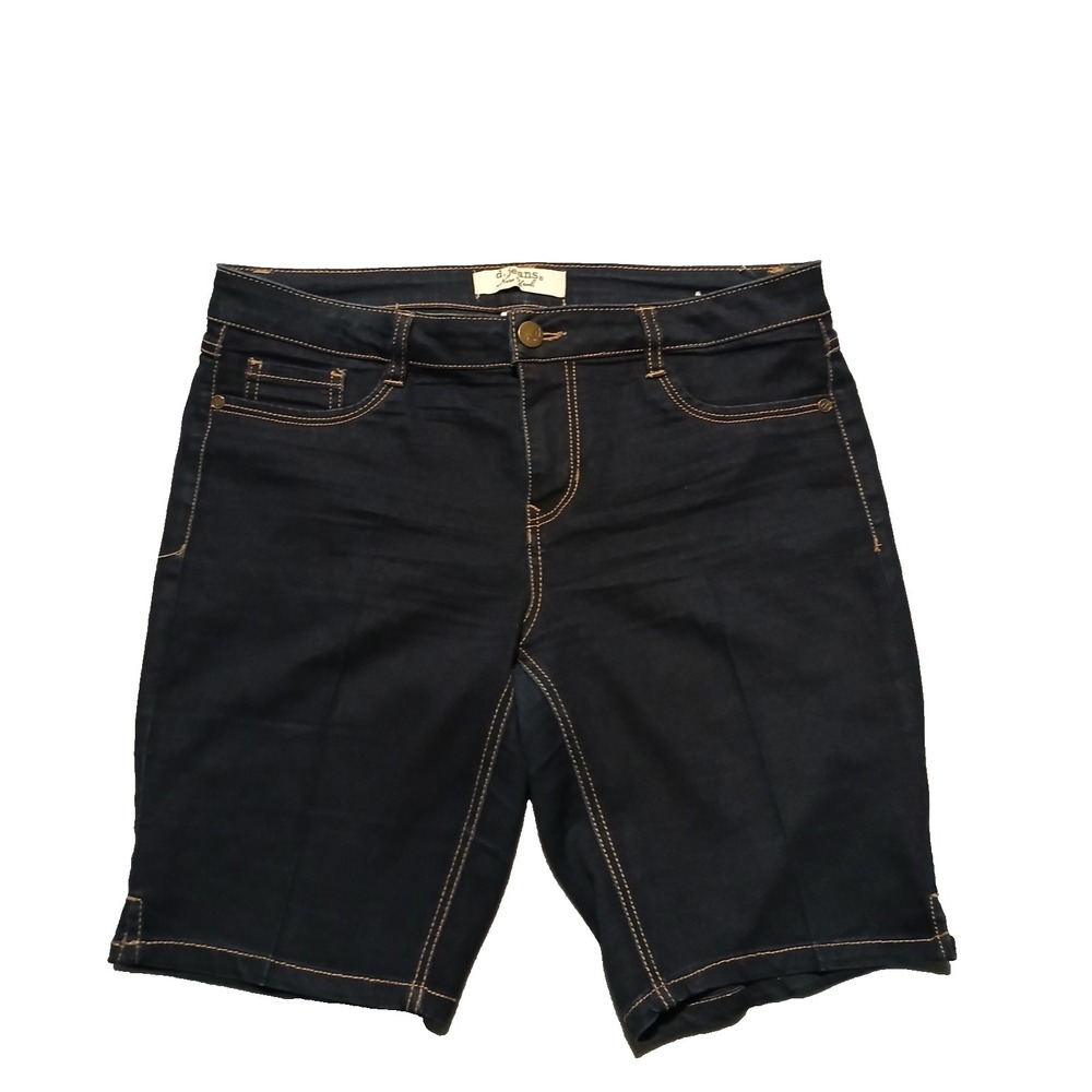 D. Jeans Women's Denim Jean Shorts Dark‎ Wash Blue Stretch Flat Front Size 12P